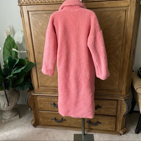 Missy Empire Pink Fuzzy Teddy Bear Longline Coat - Picture 7 of 9